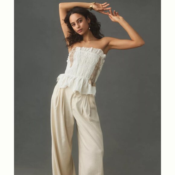 Brand New By Anthropologie Smocked Linen Tube Top - Picture 4 of 8